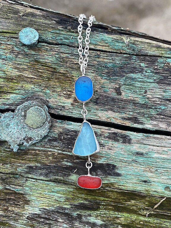 Sea Glass set in silver again all the glass collected from Hillswick Beach